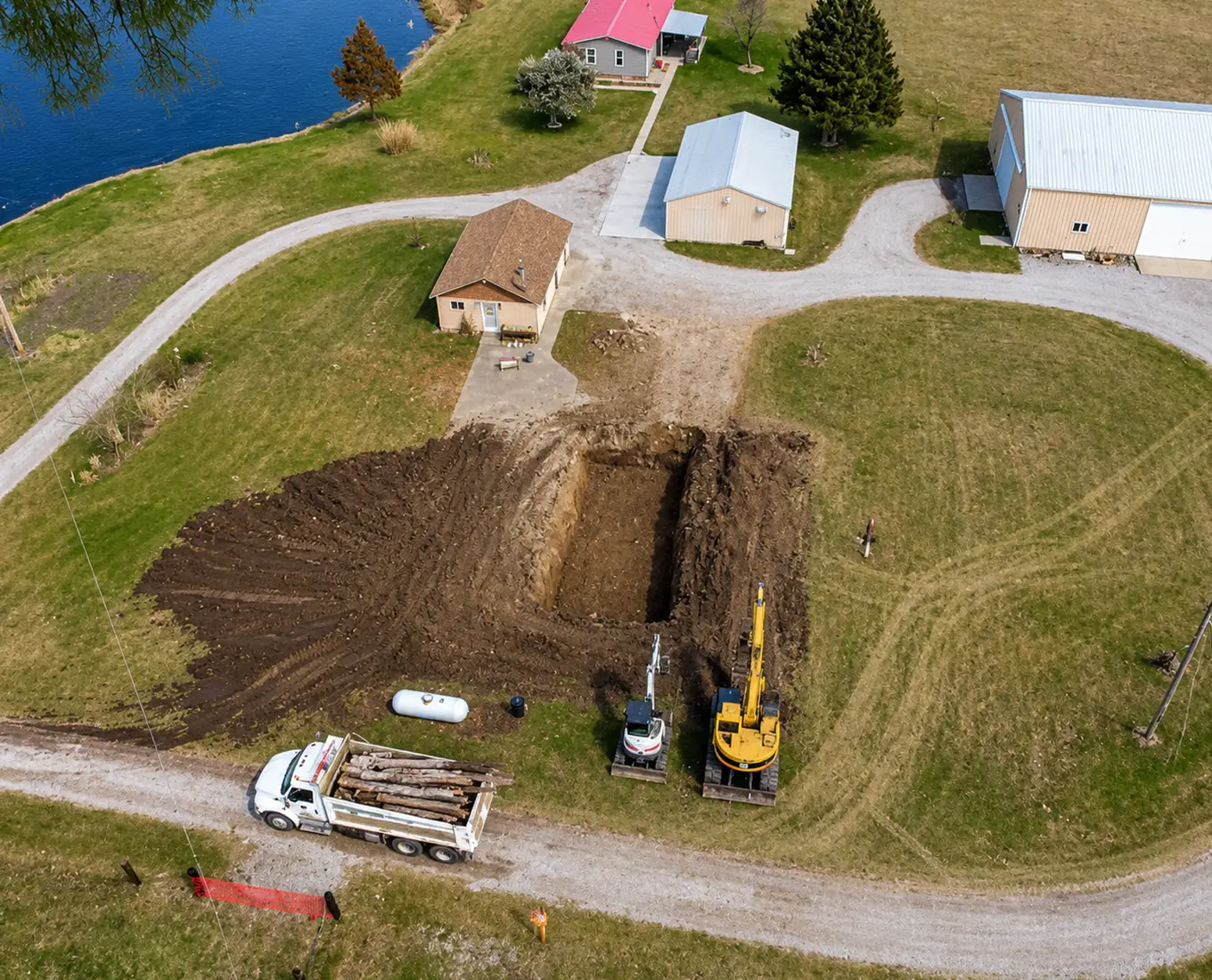aerial view of home demolished near Columbia IL