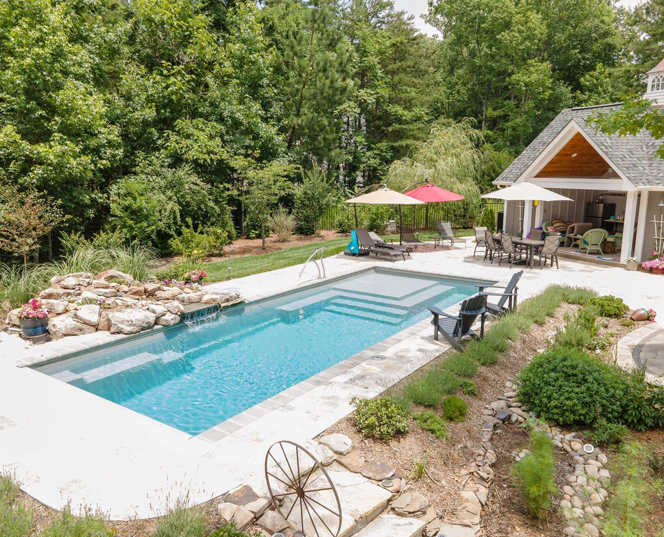 River Pools fiberglass pool installed in a backyard