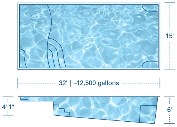 River Pools D32 Fiberglass Pool