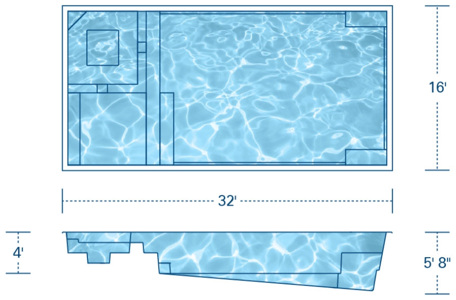 River Pools X32 Fiberglass Pool