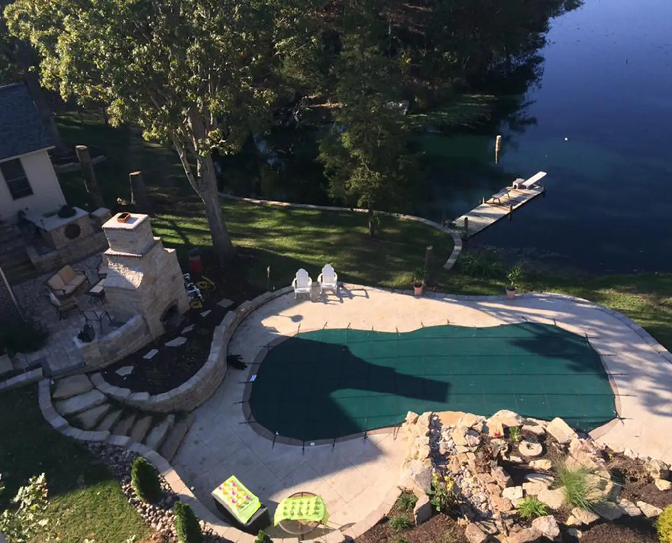 Pool closing for winter with pool cover