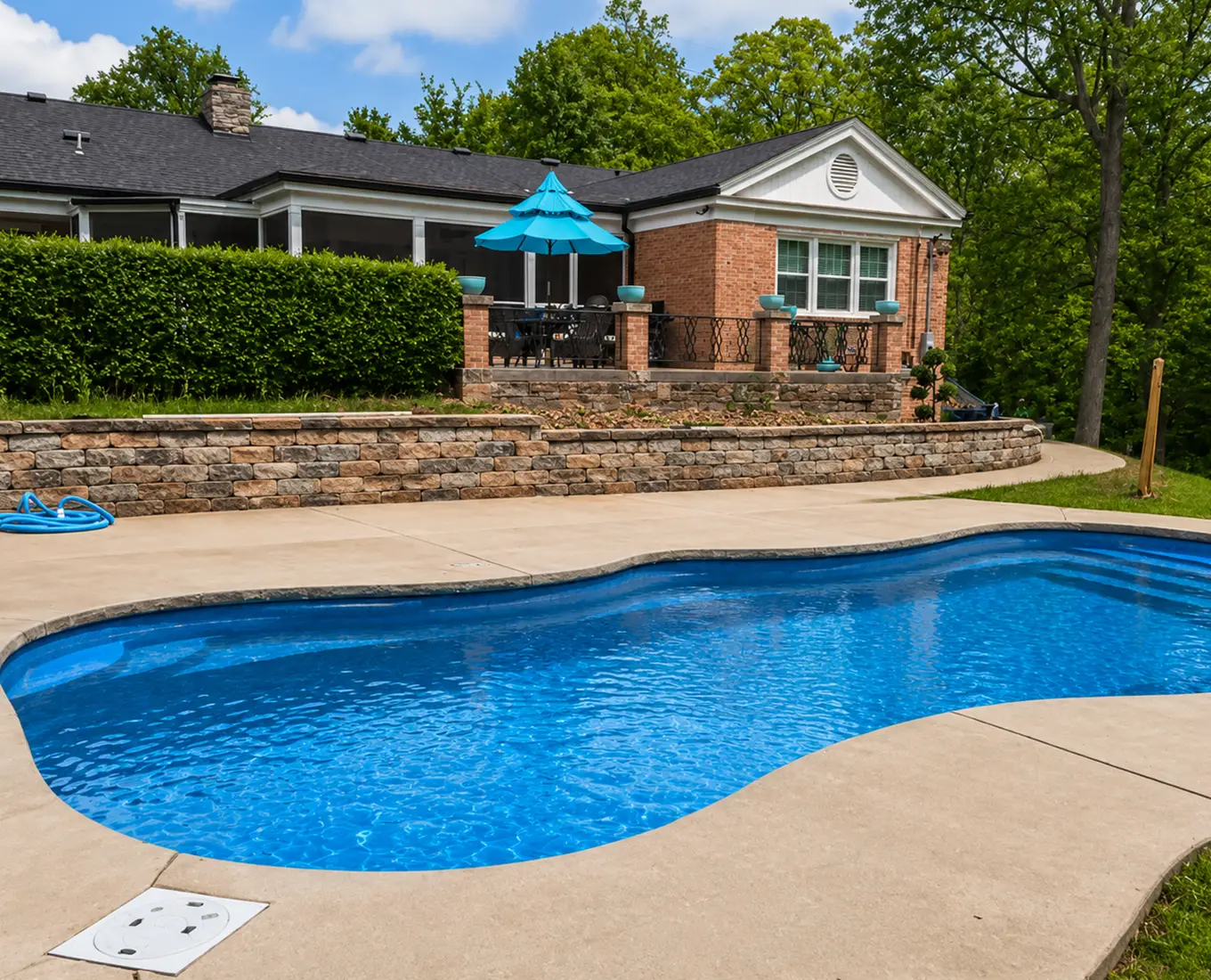 fiberglass pool with concrete deck in Columbia IL